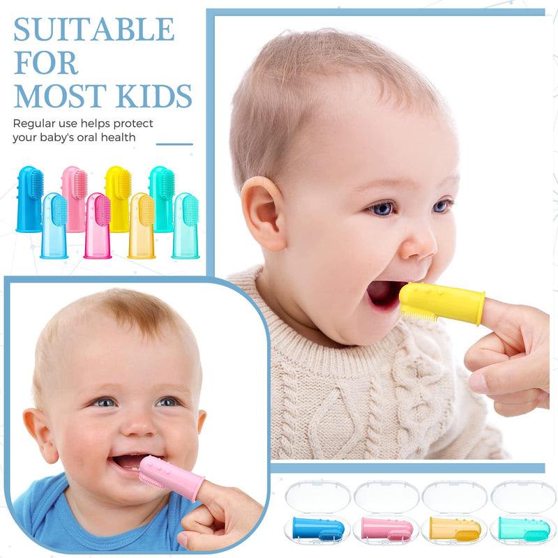 [Australia] - Zopeal 16 Sets Baby Finger Toothbrush for Toddler Kids with Boxes Travel Storage Case Silicone Soft Finger Toothbrush for Infant Newborns Lids Training Healthy Oral Habits Teething Cleaning Massaging 