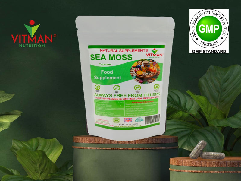 Sea Moss Capsules x60, High Strength, Natural Irish Sea Moss Supplement, Rich in Minerals & Iodine, Gluten Free, Sugar Free, GMO Free, Vegan