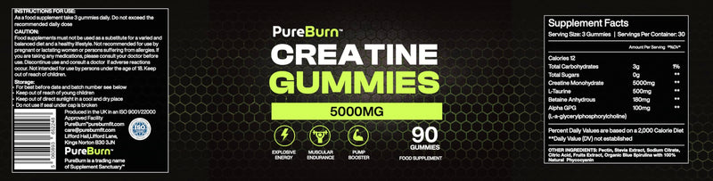 Creatine Gummies MAX, 5376mg, Zero Sugar, L-Taurine and Betaine Anhydrous, Third Party Tested Creatine, One Month Supply, 120 Gummies for Pump, Mass, Endurance and Energy. Blue Raspberry