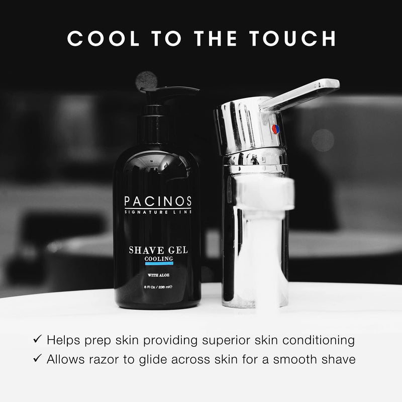 Pacinos Shave Gel - Cooling Gel with Aloe Vera - Moisturizing Mens Shaving Gel - 8 Fl. Oz 8 Fl Oz (Pack of 1)