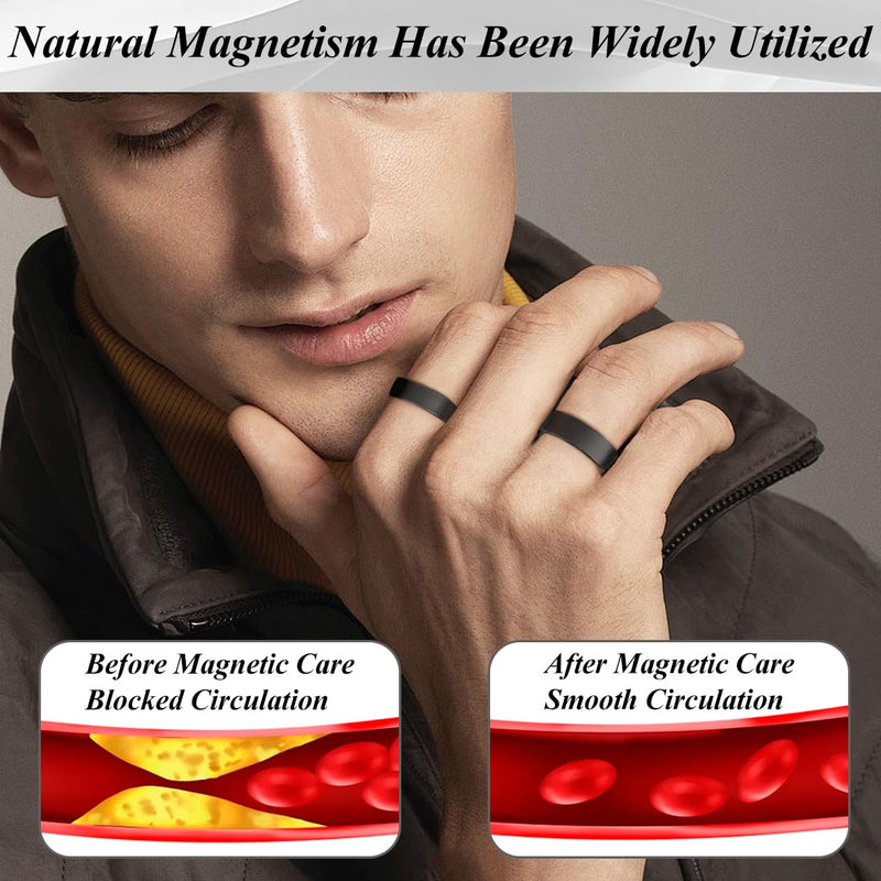 [Australia] - Vicmag Copper Magnetic Rings for Women 99.9% Copper Finger Ring Ultra Strength Magnet Gift Adjustable(4X Black) 4X Black 