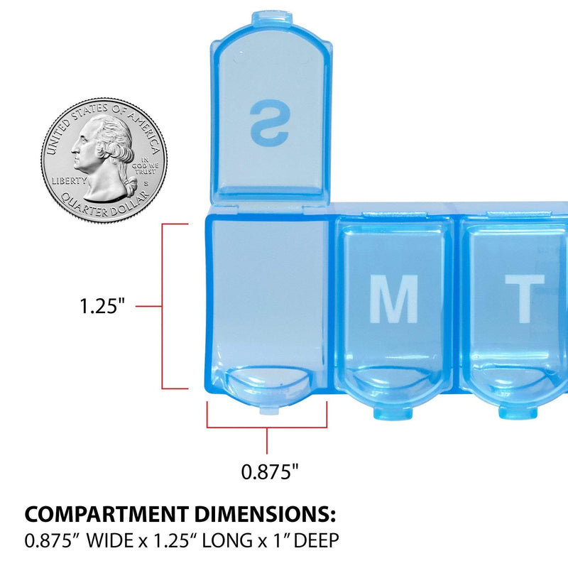 EZY DOSE Weekly (7-Day) Pill Case, Medicine Planner, Vitamin Organizer Box, Large Push N' Pop Open Compartments, Convenient and Easy to Use, Color May Vary, BPA Free | Vitamin & Prescription Medicine Case, Push N' Pop Open Compartments, Convenient & Ea...