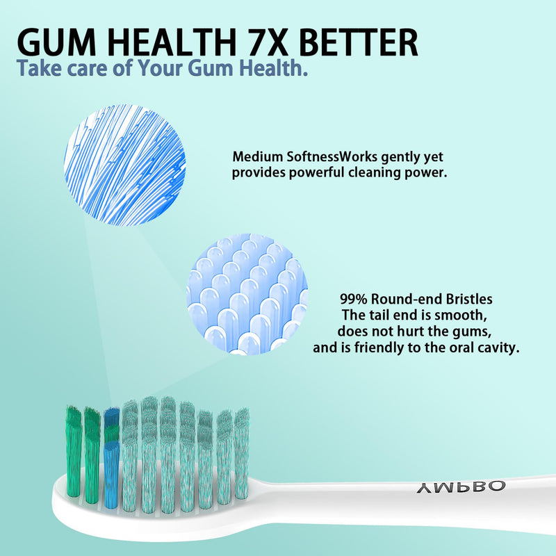 10 Pack Toothbrush Replacement Heads for TAO Clean Sonic, Whitening | Adults Tooth Brush Head Refill, Medium Bristles Green