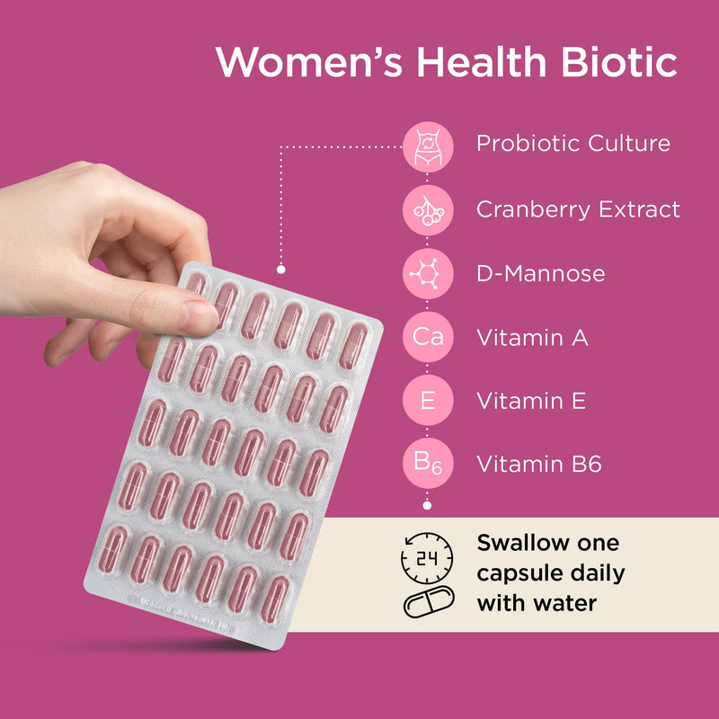 Healthspan Women's Health Biotic | 60 Capsules | Supports hormonal Balance & Intimate Flora | Targeted strains for Women’s Health | with D-Mannose & Cranberry | 6 Billion Live Cultures | Vegan