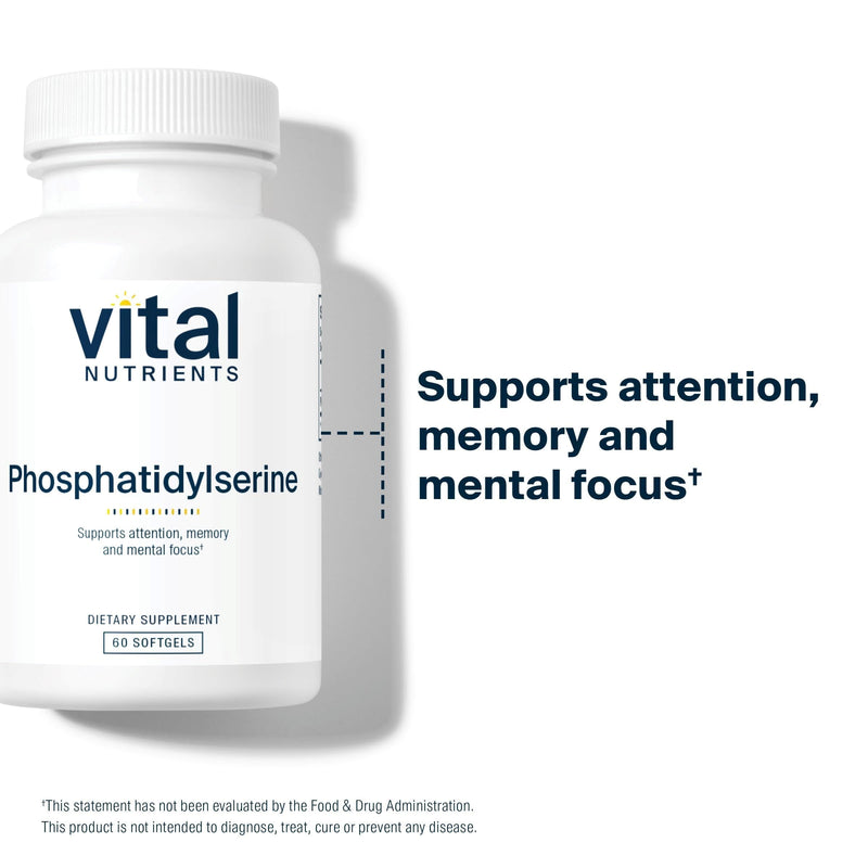 Vital Nutrients Phosphatidylserine - 150mg Phosphatidylserine Supplement - Powerful Nootropic for Attention, Memory, and Mental Focus Support* - Gluten, Dairy, Soy Free - Non-GMO - 60 Softgels