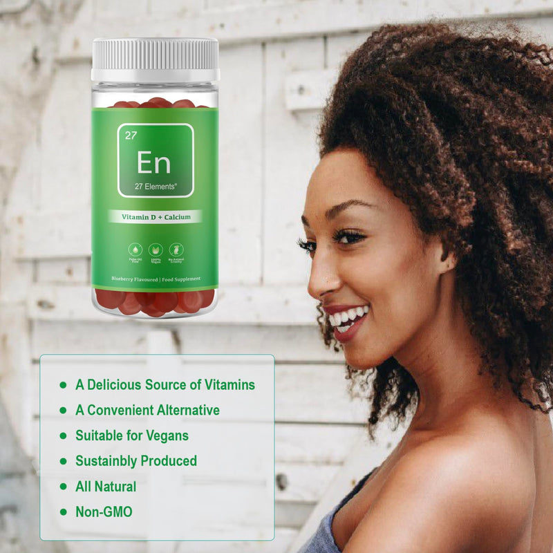 Vitamin D + Calcium Multivitamin Gummies | 60 Gluten Free & Palm Oil Free Vegan Gummies - One Month Supply | Vitamin D = 200% NRV | Chewable Gummy Vitamins for Adults & Children | Made in the UK