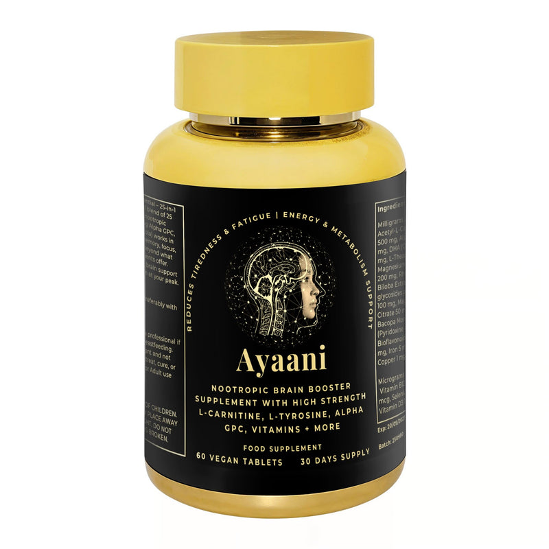 Focus Brain Booster & Memory Supplement | 25-in-1 Caffeine-Free Nootropic with Alpha GPC 300mg, Citicoline & L-Theanine | Brain Fog, Fatigue, Focus & Mental Clarity | 60 Vegan Tablets