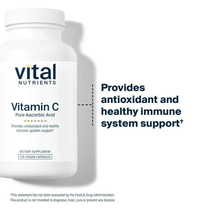 Vital Nutrients Vitamin C 1000mg (100% Pure Ascorbic Acid) - Vegan Antioxidant Supplement for Immune Support and Iron Absorption* - Gluten, Dairy and Soy Free - Non-GMO - 120 Capsules Unflavored 120 Count (Pack of 1)