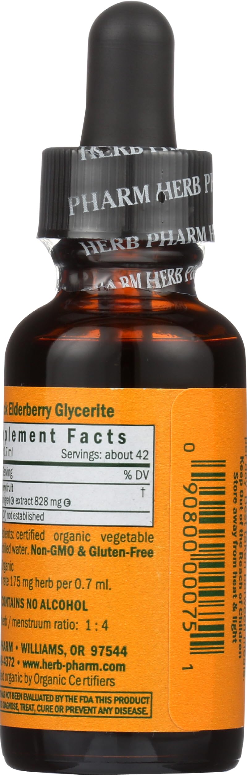 Herb Pharm Certified Organic Black Elderberry Liquid Herbal Extract 30ml | Traditionally Used for Immune System Support | FAIRWILD® Certified Alcohol-Free Glycerite | Organic Herbal Food Supplement
