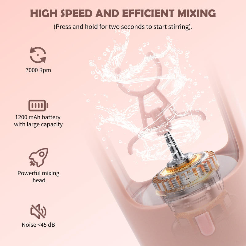 [Australia] - Shaker Bottle, Electric Shaker, USB C Rechargeable Electric Mixer, Refillable, Powerful for Smooth Protein Shakes - Includes Additional Storage, Cup 600ml (Pink) Pink 