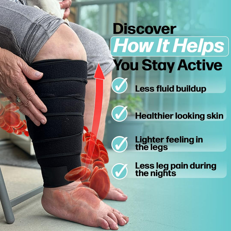 Beltwell® Adjustable Lymphedema Calf Compression Wrap for Swelling, Edema, Lipedema, Circulation, Heaviness, Pain - Easy to put on XL - TALL Beige