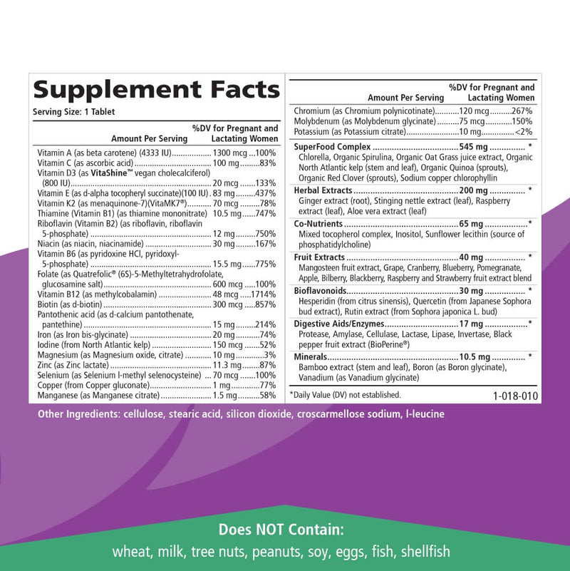 PURE ESSENCE LABS One n Only Prenatal Vitamins - A Once-per-Day Multivitamin Support with Iron, Natural Herbs, Superfoods and Folate - 30 Tablet