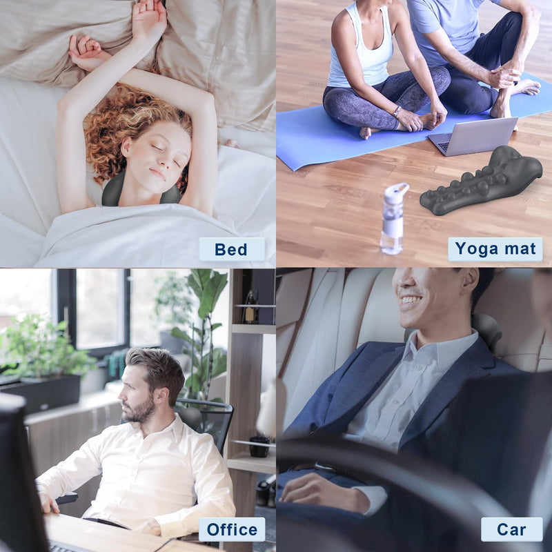 [Australia] - Neck and Shoulder Relaxer with Upper Back Massage Point, Cervical Traction Device Neck Stretcher for TMJ Pain Relief and Cervical Spine Alignment Chiropractic Pillow (Grey) Charcoal Gray 