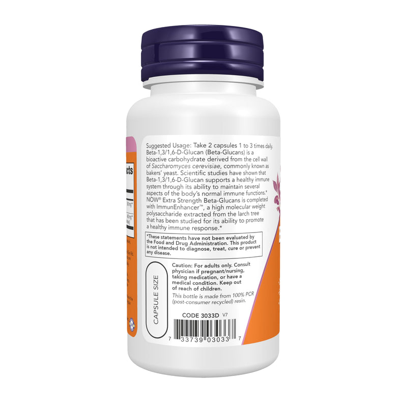 NOW Foods Supplements, Beta-Glucans with ImmunEnhancer™ with Larch Arabinogalactan, Extra Strength, 60 Veg Capsules 60 Count (Pack of 1)