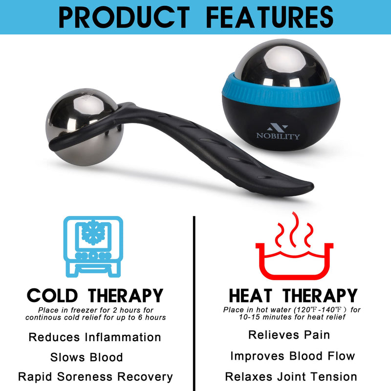[Australia] - Nobility Massage Ball Roller– Ice Cold and Hot for Deep Tissue and Sore Muscle Relief of Stiffness and Stress, Body, Neck, Back, Foot, Plantar (Black) Black 