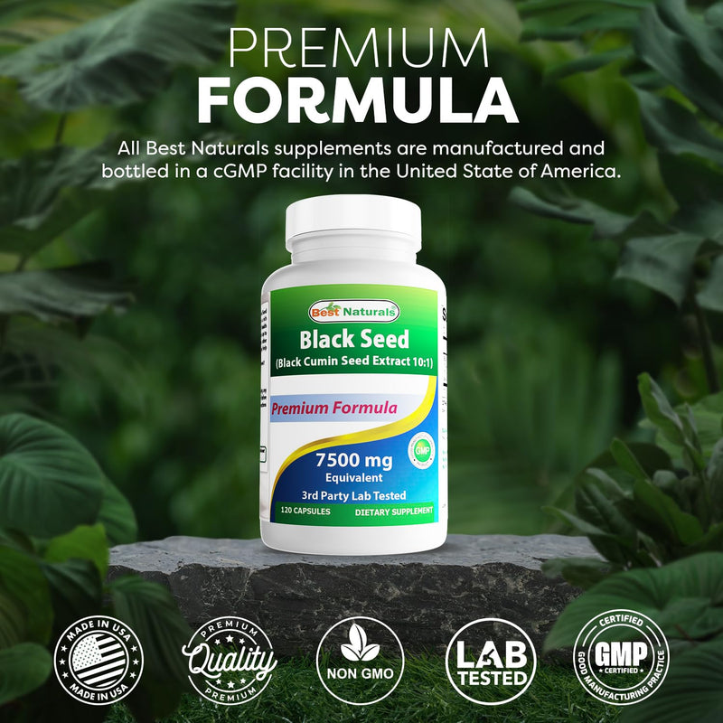 [Australia] - Best Naturals Black Seed (Black Cumin Seed Extract 10:1) 750 mg Per Serving- 120 Capsules 