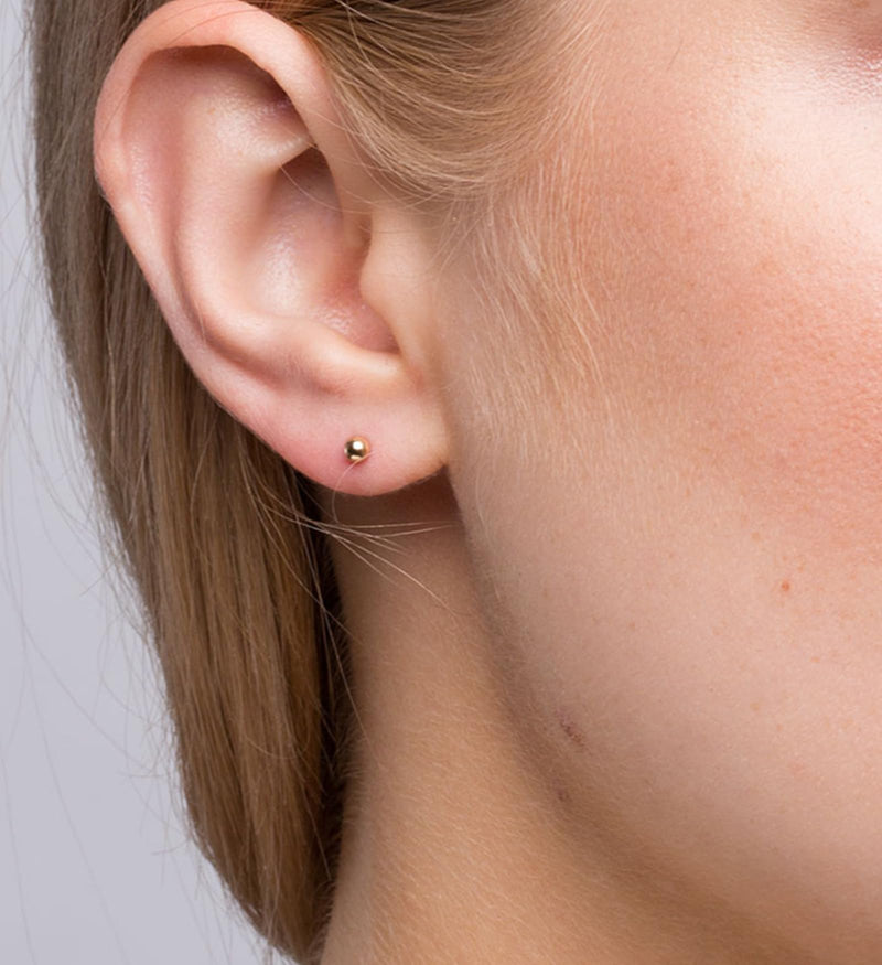 [Australia] - QWALIT 3 Pairs Ear Piercing Kit Gold Ear Piercing Gun Kit Disposable Self Piercing Earrings at Home Earring Gun Piercing kits with Earring Studs Small Ball A1-Ball -gold 