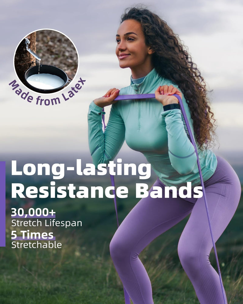 [Australia] - Pull Up Bands, Fitense Resistance Bands Set with Door Anchor, Stretching Assist Band, Portable Exercise, Muscle Training, Physical Therapy, Exercise Workout Bands for Working Out for Women 4PCS-(5-80LBS)-Gradient Blue-Purple 