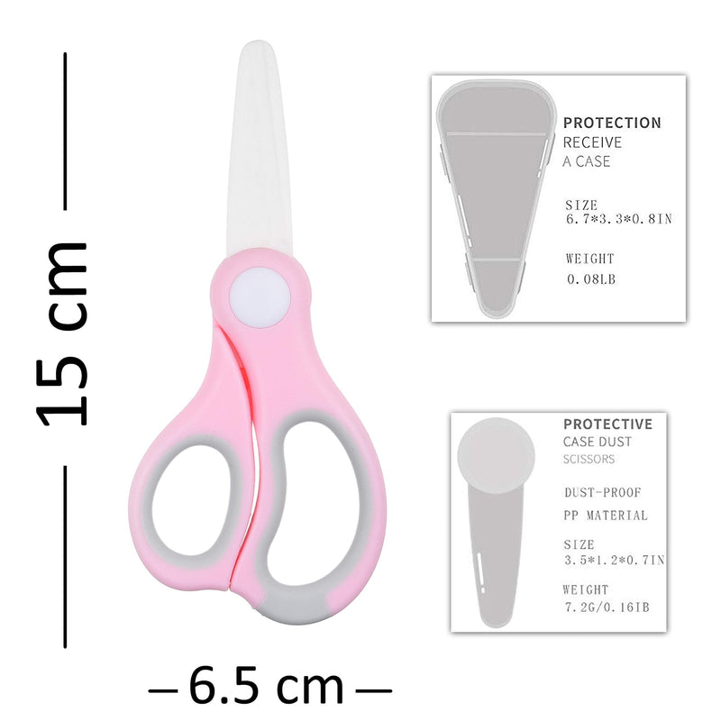 [Australia] - Kare & Kind Ceramic Baby Food Scissors - Pink - With Dust Cover and Storage Case - Cut Baby Food Easily - Ideal for Noodles, Meat, Chicken, Veggies and Fruits (Pink - 1 Pack) Pink - 1 Pack 