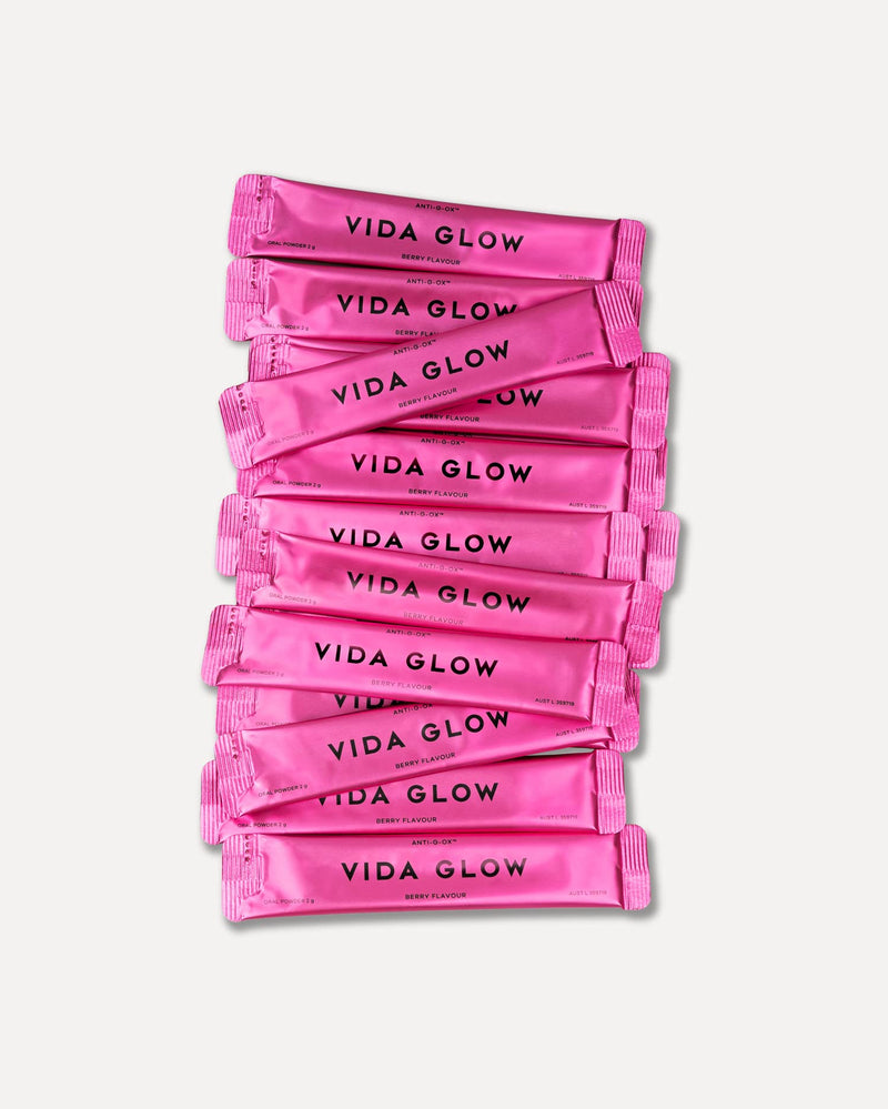 Vida Glow - Natural Anti-G-Ox Daily Essential Antioxidant Supplement Sachets | Promotes Skin Regeneration + Healthy Metabolism (Berry, 30 Sachets)