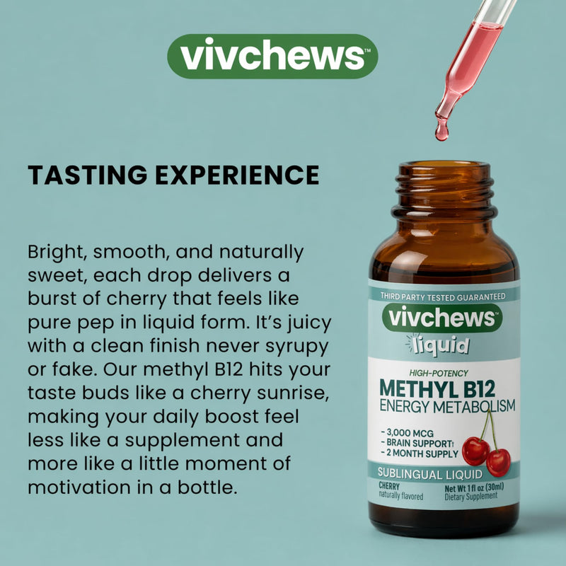 High-Potency Vegan Methyl B12 Liquid Drops for Energy & Brain Support, 3,000 mcg per Serving, Stevia-Sweetened, Non-GMO, Gluten-Free, Alcohol-Free, 2-Month Supply, Nothing Artificial