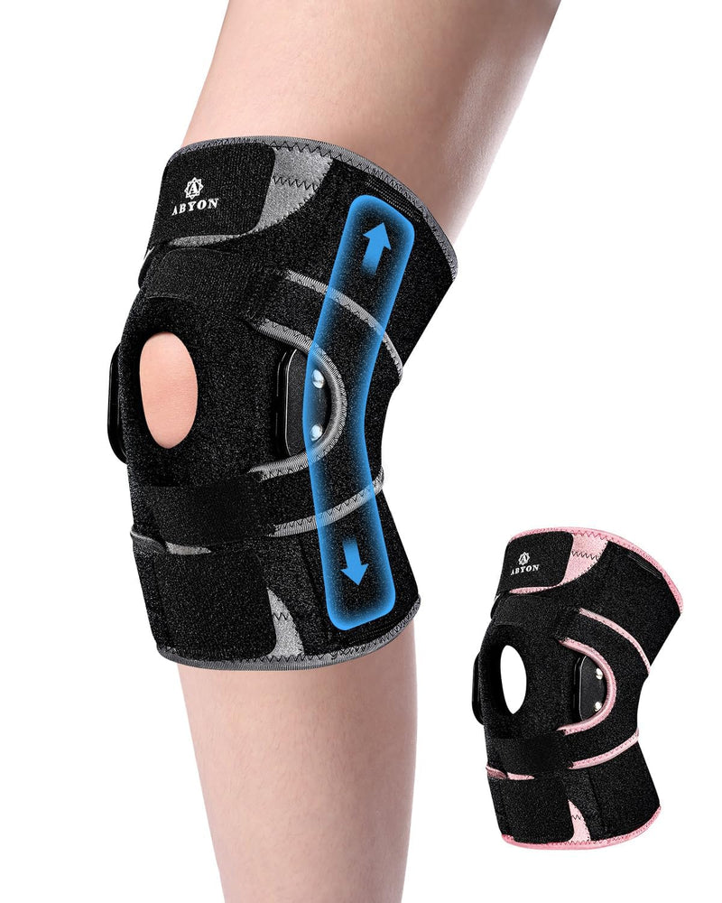 ABYON Hinged Knee Brace for Men & Women Meniscus Tear, ACL/MCL Pain, Arthritis - Maximum Knee Support with Metal Side Stabilizers, Adjustable 360° Wraparound Strap for Knee Pain and Post-Surgery Recovery - Please Check How To Size Video X-Large