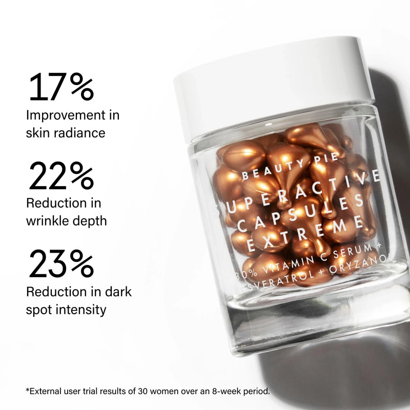 Beauty Pie Extreme 30% Vitamin C Capsules | Brightening Antioxidant | Vitamin C Skincare | 30% Vitamin C Brightening Power | Formulated For Brighter More Even Looking Skin Vit C Serum + Resveratrol & Oryzanol