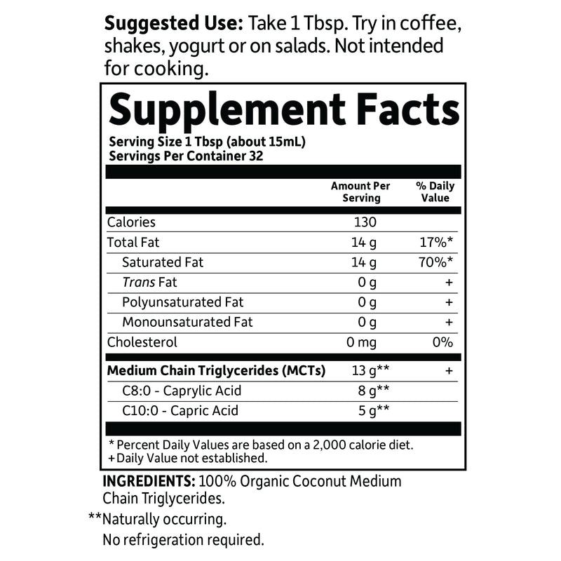 [Australia] - Garden of Life Dr. Formulated Brain Health 100% Organic Coconut MCT Oil 16 fl oz Unflavored, 13g MCTs, Body & Brain Fuel, Certified Non-GMO Vegan & Gluten Free, Hexane-Free 16 Fl Oz (Pack of 1) 