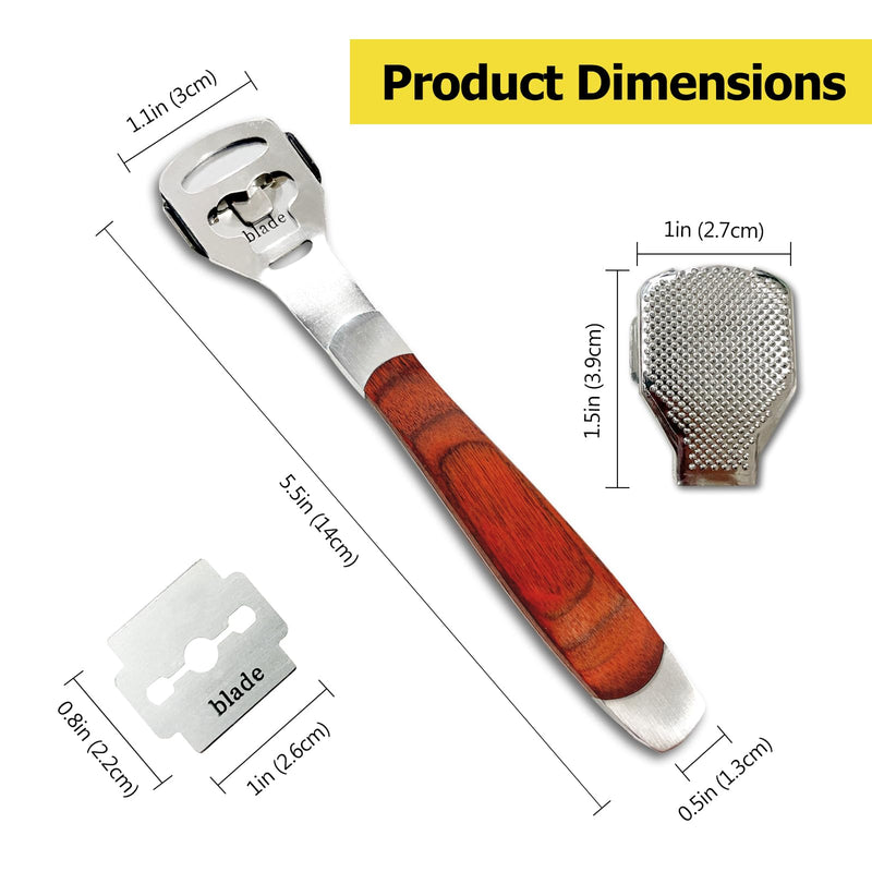 [Australia] - Foot Care Pedicure Callus Shaver with Wood Handle - Hard Skin Remover Including 10 Blades 
