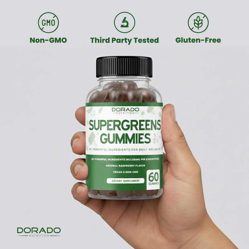 Supergreens Gummies (60 Count) Daily Greens Gummies- Greens Supplements with Raspberry Flavor- Superfood for Immunity Support for Adults - Third Party Tested, Vegan Safe & Made in USA 60 Count (Pack of 1)