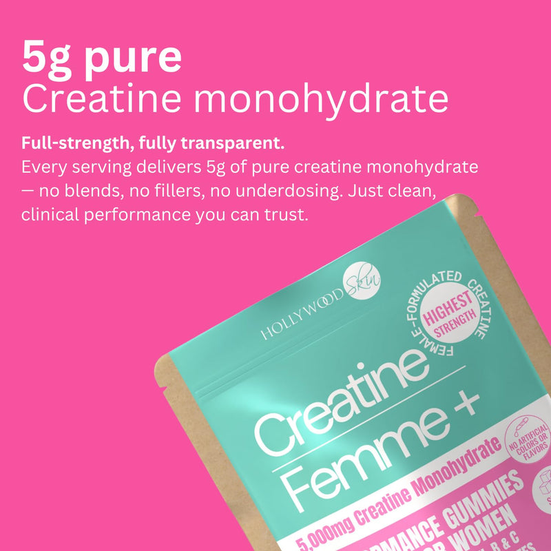 Creatine Gummies for Women – 5g Creatine Monohydrate per Serving | Build Strength, Glute Gains & Lean Muscle | with Collagen, Biotin & Hyaluronic Acid | Vegan, Sugar-Free. 90 Gummies