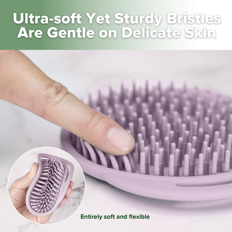 [Australia] - haakaa Silicone Shampoo Brush - Cradle Cap Brush Comb - Baby Hair Scrubber - Newborn Essentials Must Haves - 1pk-Lavender Lavender 