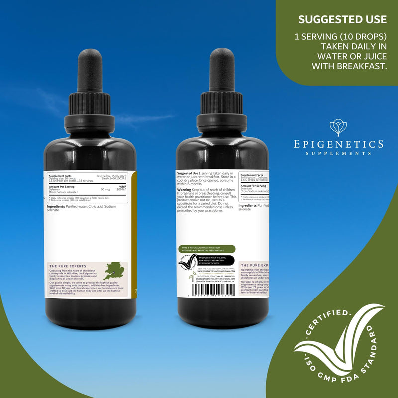 Selenium Supplements 100ml Liquid | Sodium Selenate | Over 100% Recommended Intake Per Serving | 4 Months Supply | No Artificial Sweeteners, Sugar Free | Vegan & Made in UK