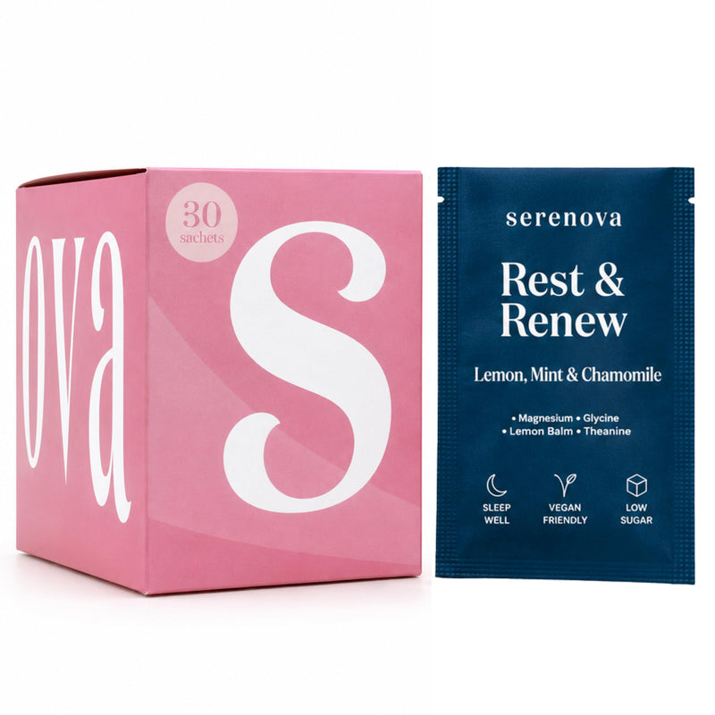 Serenova Magnesium Glycinate Sleep Supplement 30 x 10g | Lemon, Mint & Chamomile Flavour | with Glycine, L Theanine & Lemon Balm | Sleep Aid Sachets for Women | Vegan Friendly