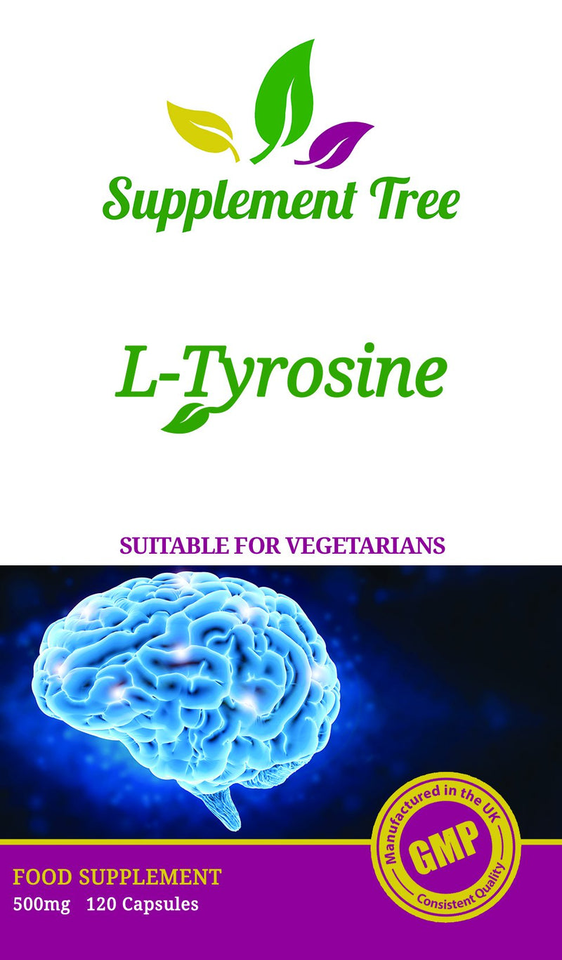 L-Tyrosine 500mg 120 Capsules | High Strength Supplement | Free Form Amino Acid | UK Manufactured GMP Guaranteed Quality