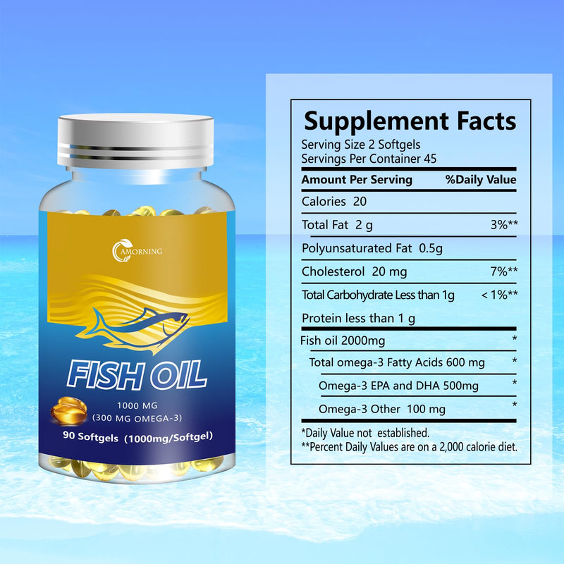 [Australia] - Fish Oil Softgels 1000mg Omega-3 Supplements Fatty-Acids - 90 Softgels Adult Essential Supplement Supports Heart Health 90Count 