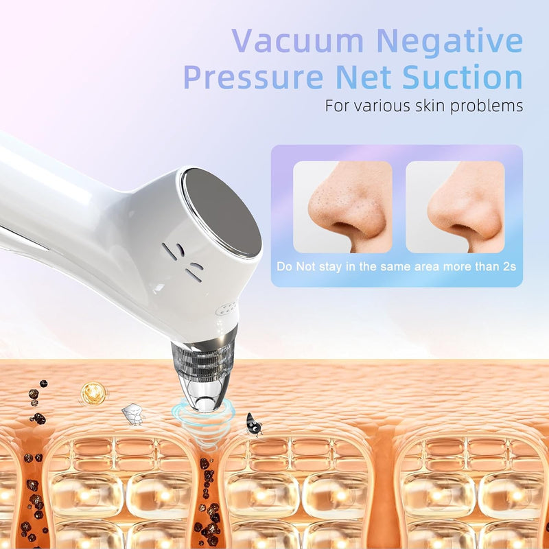[Australia] - Blackhead Remover Vacuum Face Suction Pore Cleaner with Hot&Cold Compress Positive&Negative Ion Massage Nose Whitehead Remover Pimple Sucker with 5 Probes Pore Extractor Tool… (Black) Black 