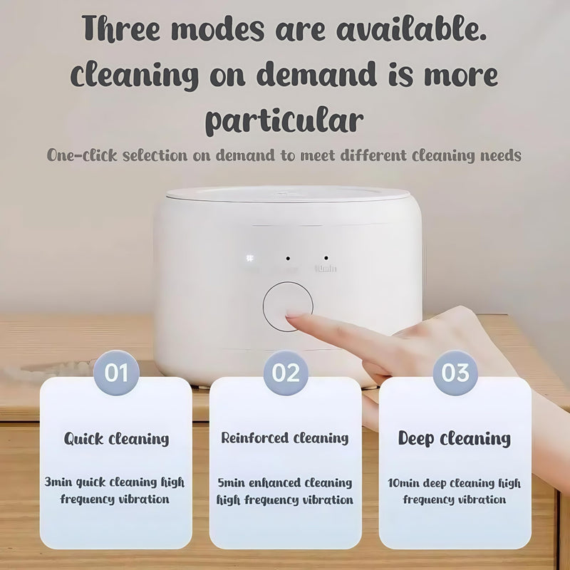 Three Modes Denture Cleaner Machine for Invisalign Cleaner,50kHz Ultrasonic Retainer Cleaner Machine，200ML Mouth Guard Cleaner,For Dentures,Mouth Guards,Braces,Aligners,Toothbrush,Jewelry