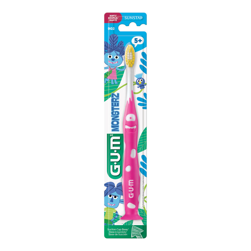 [Australia] - GUM Monsterz Jr Kids‚Äô Toothbrush, Soft Bristled Children‚Äôs Toothbrush with Suction Cup, for Ages 5+, 1 Count(Pack of 6) Ages 5+ 1 Count (pack of 6) 