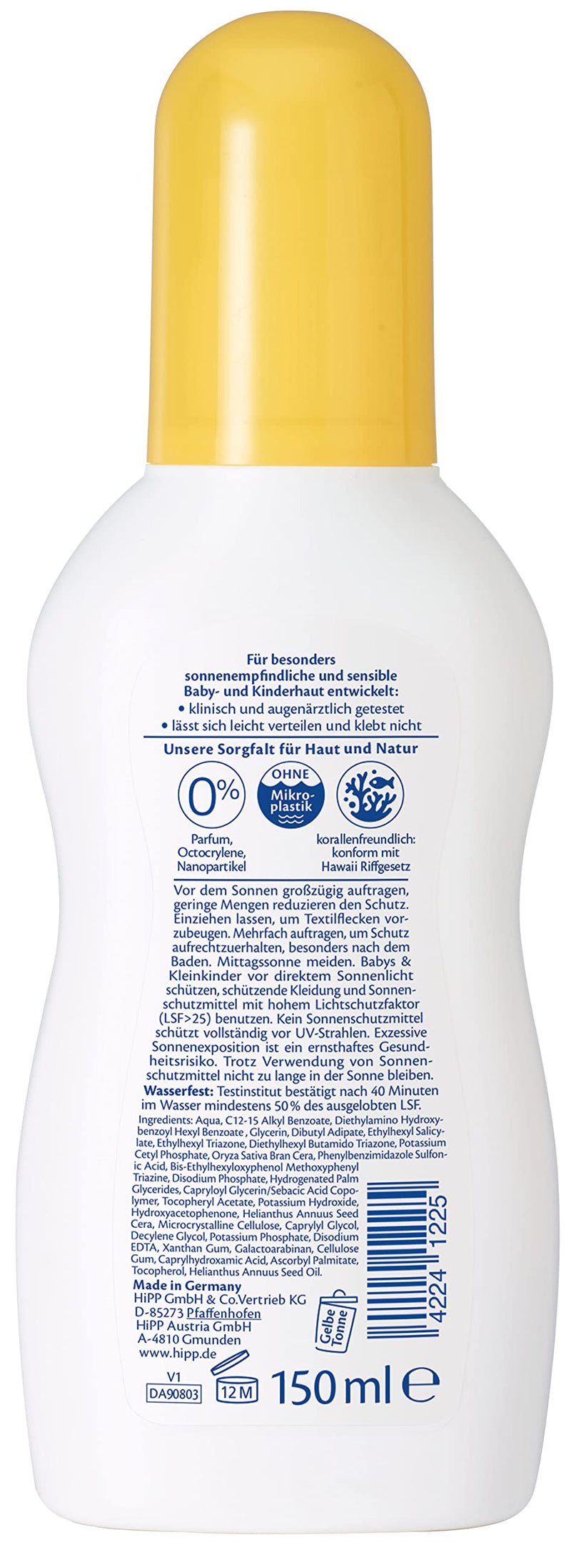 [Australia] - HiPP Babysanft Sun Sun Spray SPF50+, pack of 6 (6 x 150ml) 