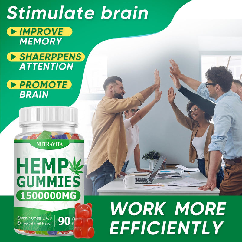 Naturals Fruit Hemp Gummies 1,500,000mg High Strength - Natural Hemp Oil Infused Gummies Great for Peace & Relaxation,America's #1 Favorite Hemp Gummy Brand - 90 Gummies