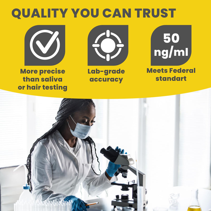 THC Tests for Home, Sensitive 50 ng/mL Urine Strip Kit, 5 Pack | Clear Results in 5 Minutes, CLIA Waived and 510(k) Cleared Weed Test Panels, Made for Edibles, Vapes and Delta 8 Use