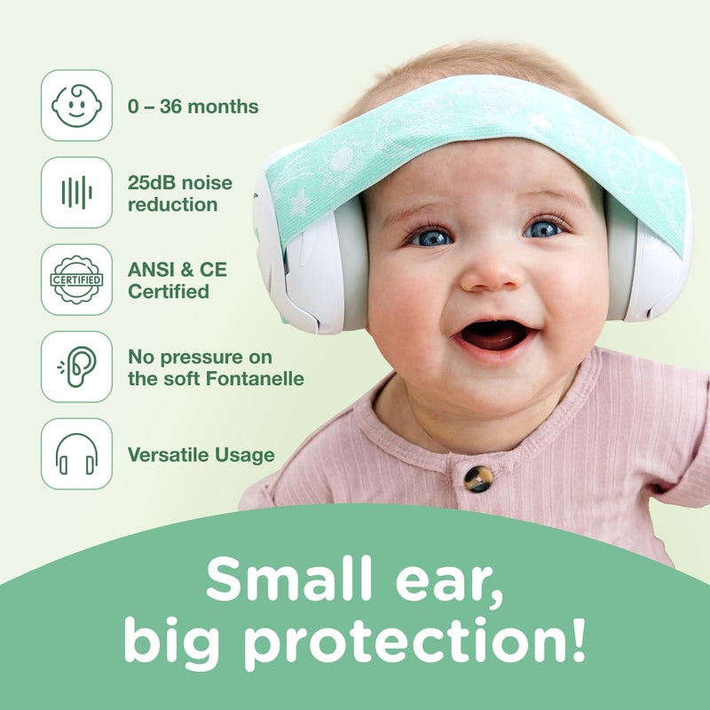 [Australia] - Earmuff Protection for Toddlers, Infants, and Babies - 0 to 36 months - Noise Cancelling Earmuff Headphones Green 