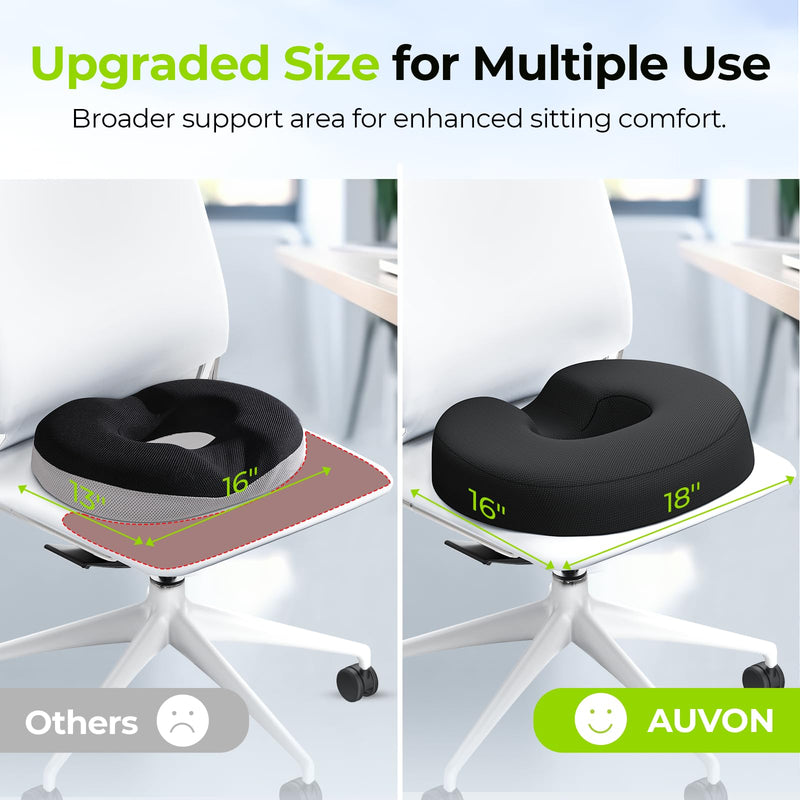 [Australia] - AUVON Donut Pillow for Tailbone Pain & Hemorrhoid Pain Relief, Memory Foam Seat Cushion with Balanced Support & Softness for Postpartum, Pregnancy Surgery, Coccyx, Suits Office & Home Chairs Sitting 