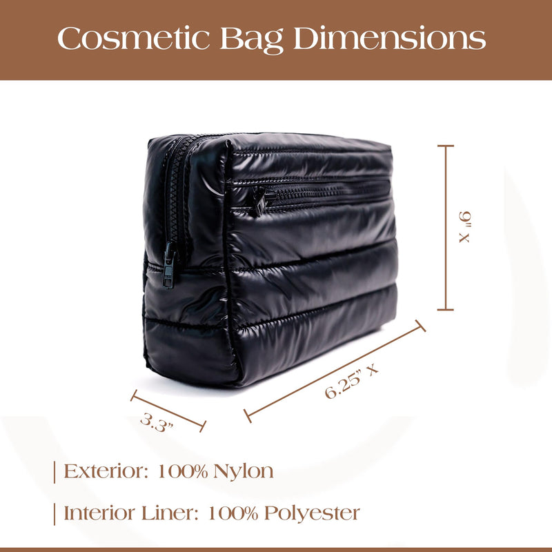 Citi Collective Premium Cosmetic Bag for Women| Makeup Travel Bag, Toiletry Bags for Women| Large Capacity Storage Waterproof Cosmetic Bag for Business, Vacation, or Weekend Traveling (Black) Black
