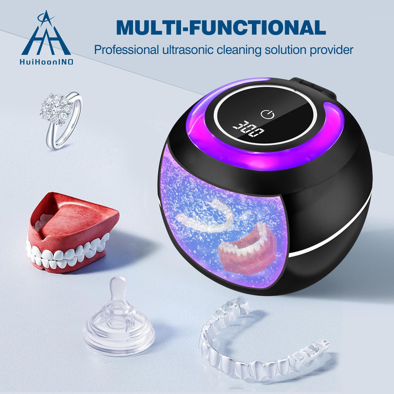 [Australia] - Dental Ultrasonic Retainer Cleaner Machine: 42KHz 28W 180ml,Dental Cleaning Pod for Dentures, Aligners & Mouthguards 