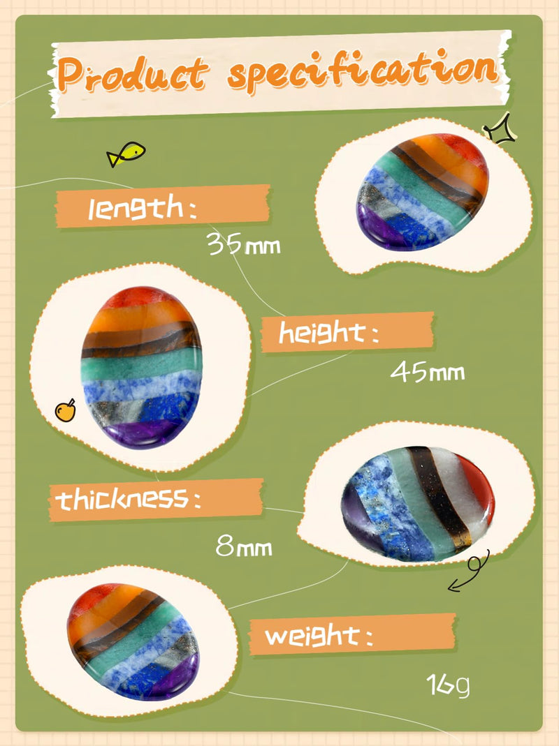 [Australia] - Thumb Worry Stone Crystals and Healing Stones for Anxiety Sensory 7 Chakra Oval Natural Tiny Meditation Accessories Mental Health Gifts Fidget Depression Stress Anxiety Relief Items for Women 7chakra Oval Shaped 