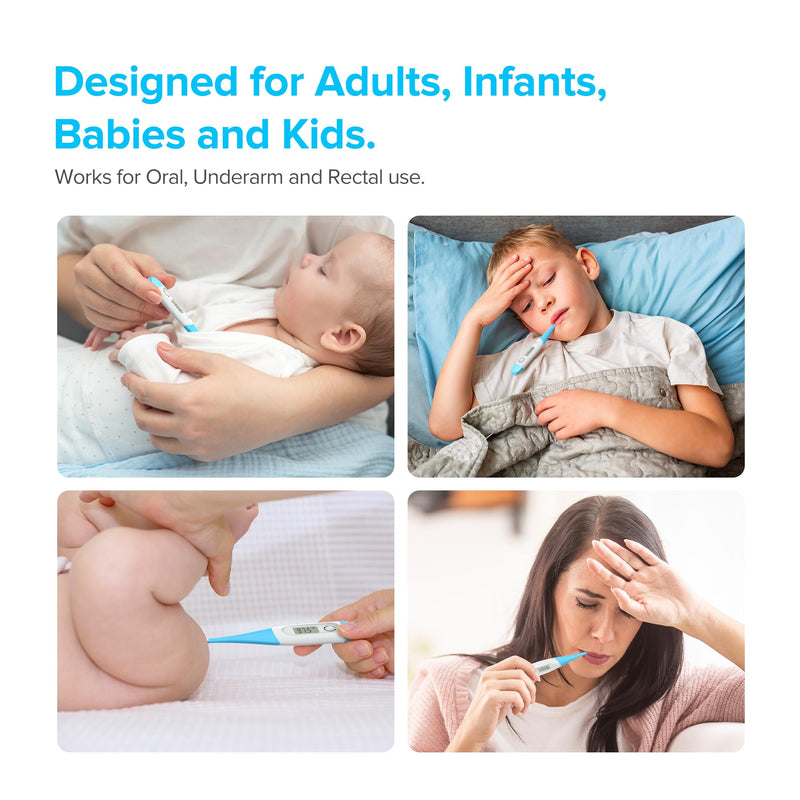 [Australia] - Thermometer for Adults with 10 Seconds Fast Accurate Reading, Baby Thermometer for Oral, Rectal or Under Arm Use, Digital Thermometer with Fever Alarm, Large LCD Display, GF-MT501 
