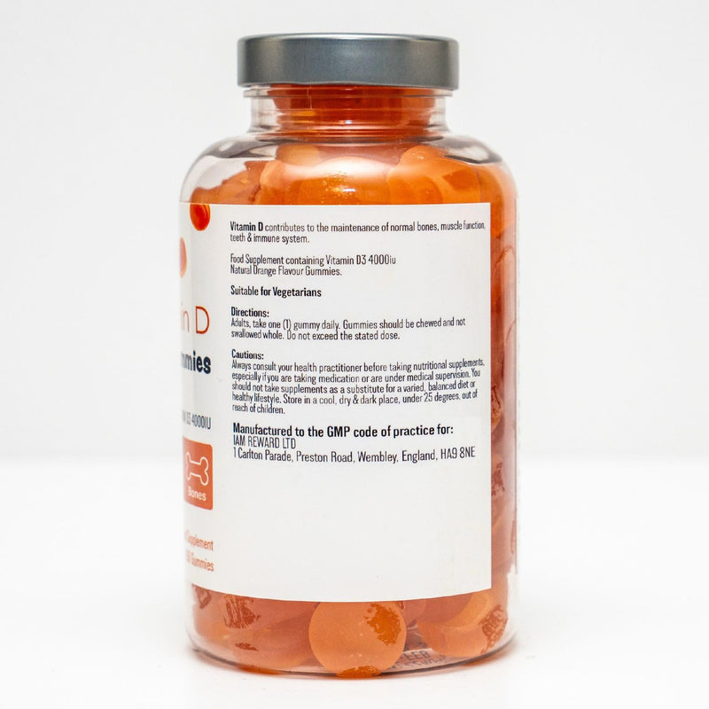 Vitamin D3 4000IU Gummies – High Strength – 150 Orange Flavour Chewable Gummies – Immune, Bone & Muscle Support