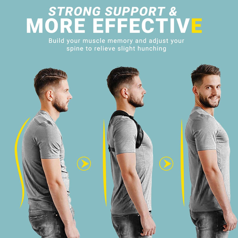 [Australia] - Adjustable Posture Corrector for Women & Men - Upper Back Brace Support for Clavicle, Neck Pain Relief & Spine Alignment, Comfortable Back Straightener Black 1 